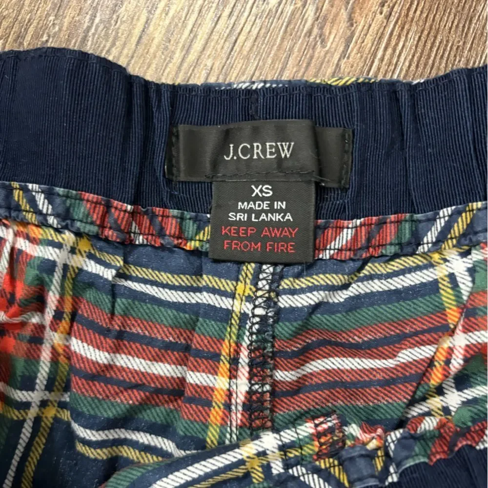 J. Crew Steward Christmas Plaid Poplin Pajama Cotton Pants XS Holiday Loungewear